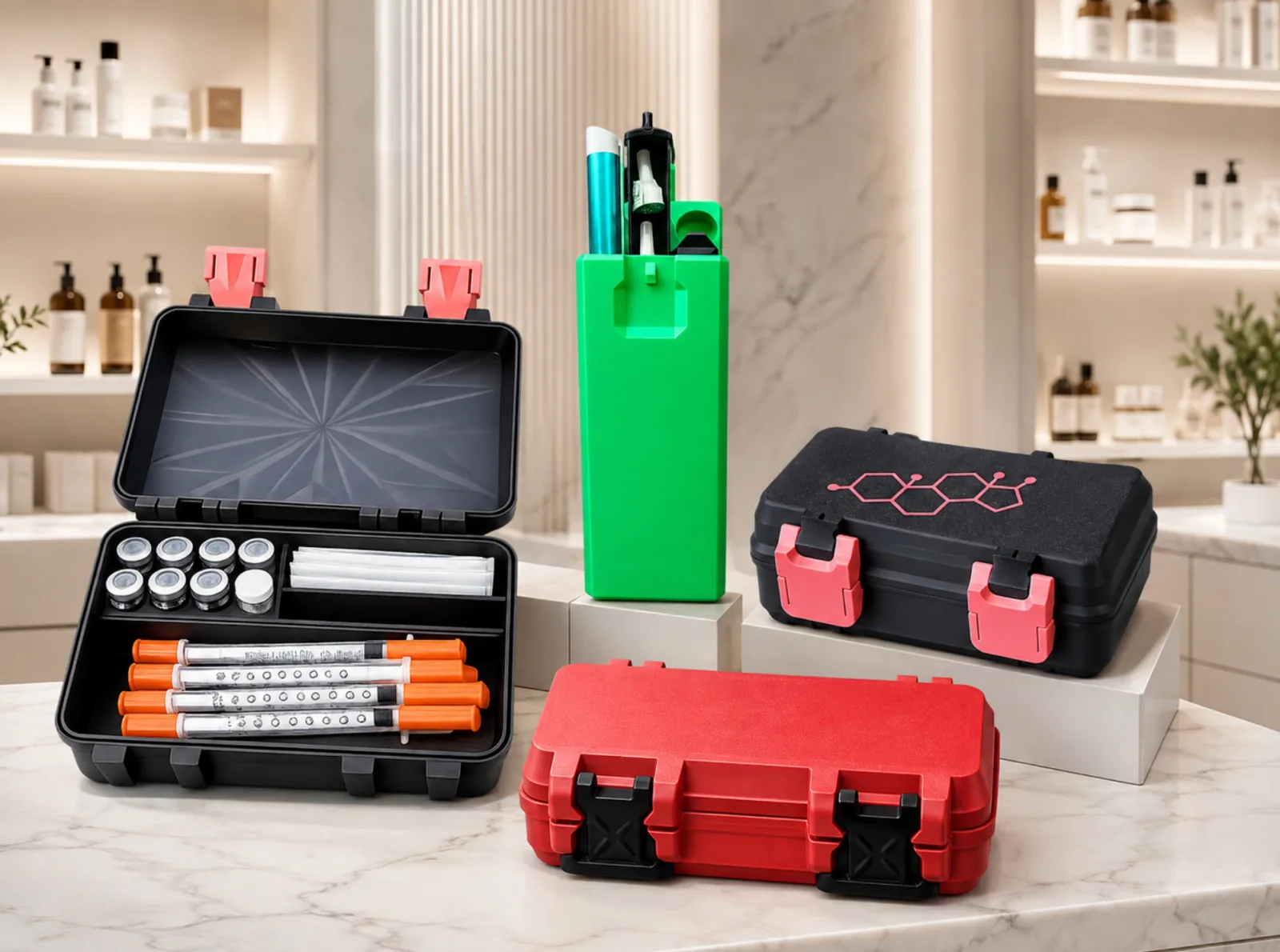 PEP CASE NZ open storage case with custom blue foam vial slots