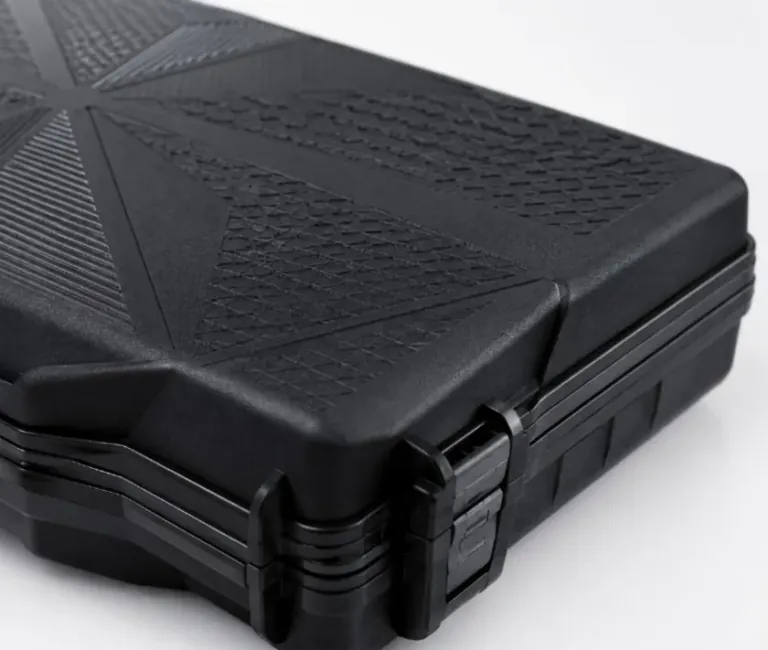 Durable hard-shell case exterior with reinforced texture